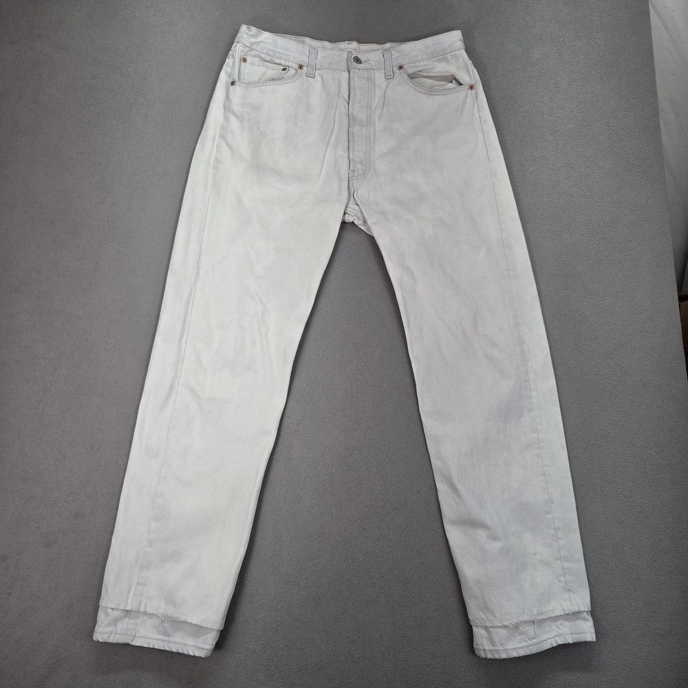 Vintage Levis 501 Jeans Mens White Made USA Button‎ Denim 90s Fits 32x30